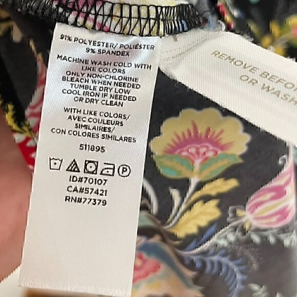 ANN TAYLOR LOFT Floral Flare Dress Black Multi Boho Long Sleeve Fit Flare Dress - Picture 11 of 14